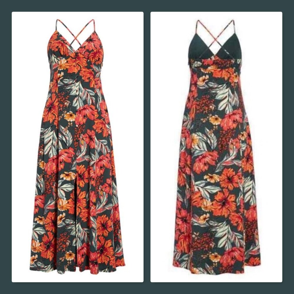 Leith Size XL Green Gables Chintz Floral Print Cami Maxi Dress